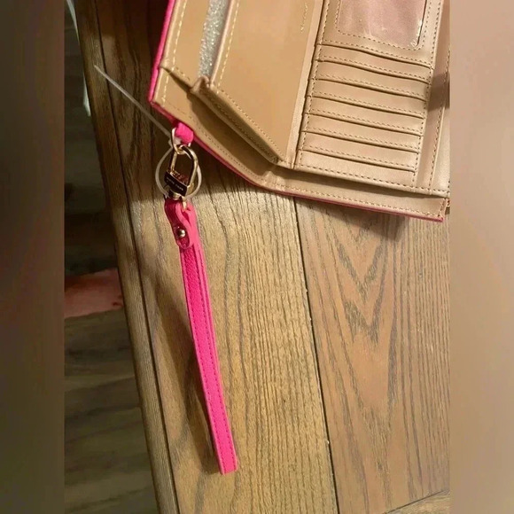 ANNE Klein Wristlet Wallet Bright pink Rhinestone Multi Shape Design NWT - Picture 5 of 5